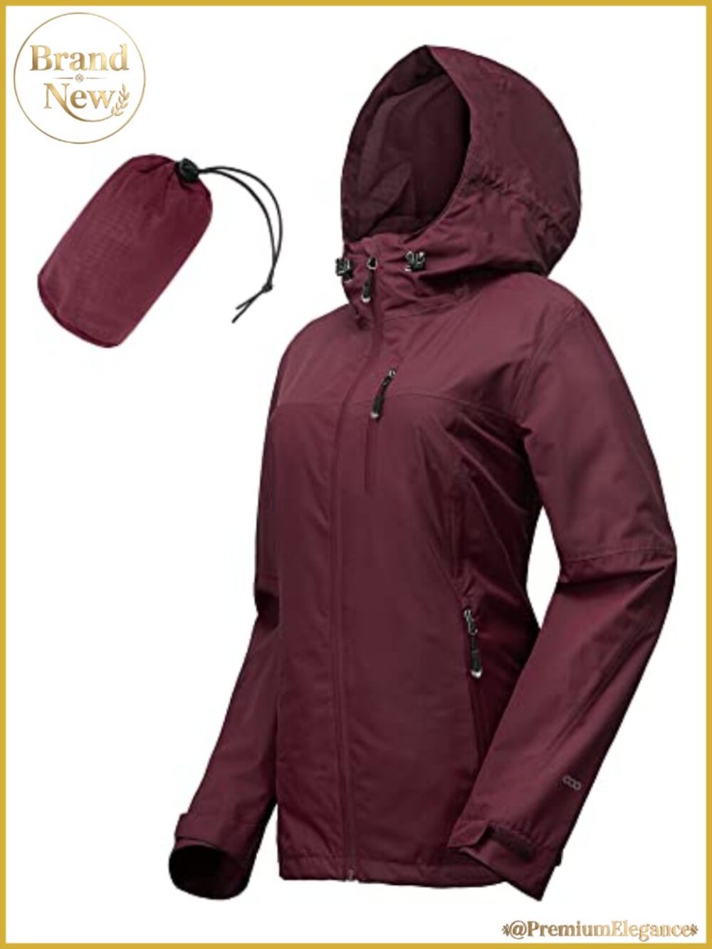 Waterproof Rain Jacket with Hood for Women, Packable Raincoat for Running,